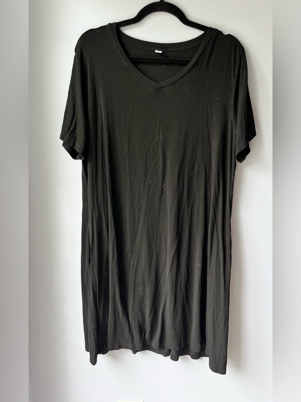 LionStill Women's Black V-Neck T Shirt Dress w/ pockets - XXL